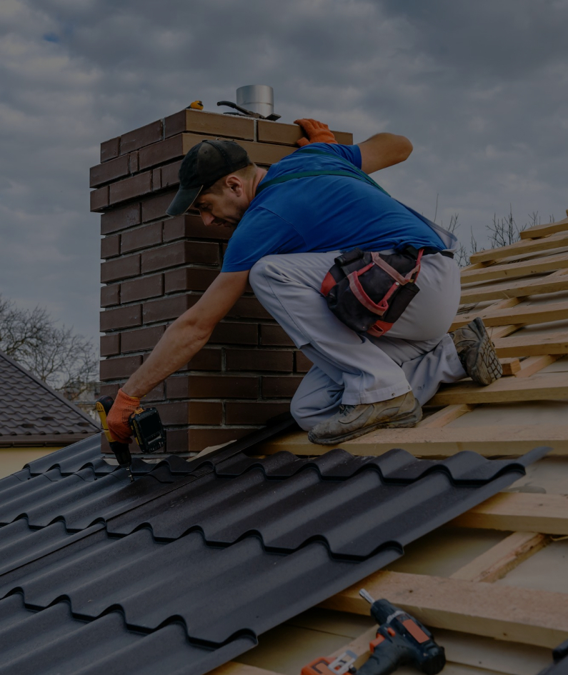 Roofer installing a new roof